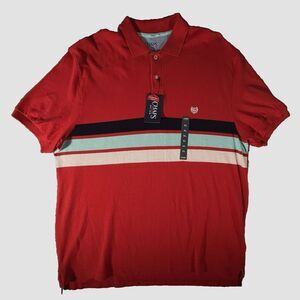 NWT Chaps  The Every Day Polo Red Striped Cotton Pullover Shirt‎ Xl